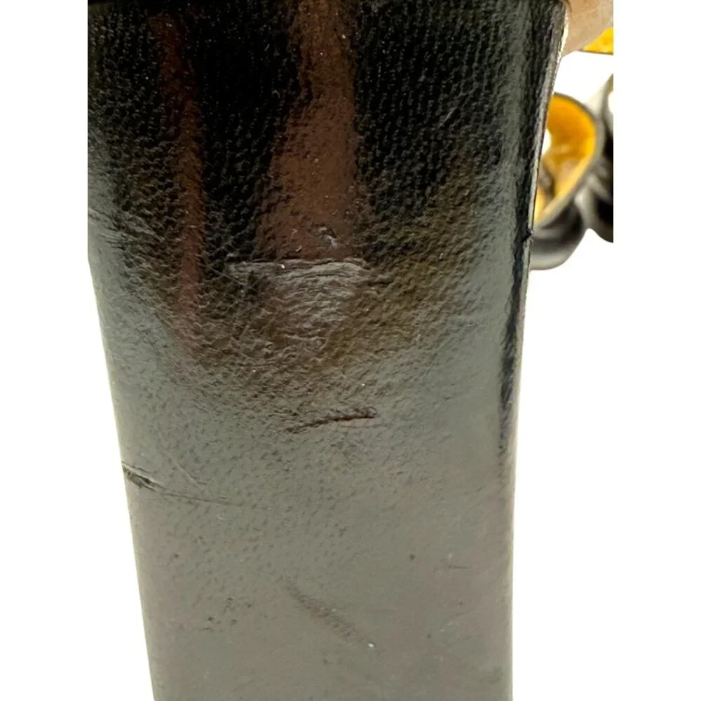 Fendi FF Logo Black Leather Ankle Strap Heels Sandals IT 36 Gold Silver Hardware - Picture 11 of 11